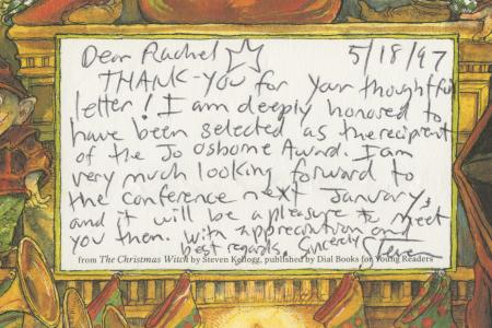Note from Author Steven Kellogg to Rachel Alexander