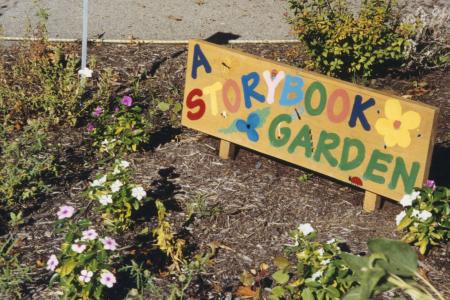 Photograph of Storybook Garden Sign at the Northwest Library