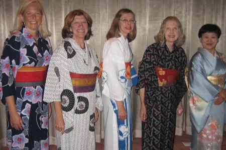 Photograph of members of the 2009 delegation to Sayama dressed in kimono