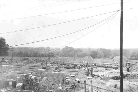 Photograph of the Construction of the Worthington Pool Looking West, Summer 1954