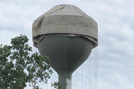 Photograph of the Worthington Hills Water Tower Being Primed for Repainting, 2020