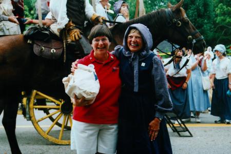 Recieving Library Books from Wagon Train