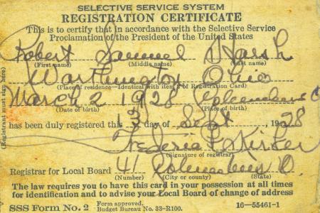 Selective Service System Registration Certificate