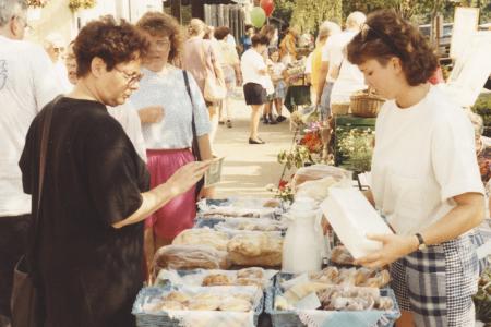 Shoppers Viewing Pastries for Sale at the Worthington Farmer's Market