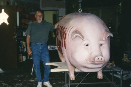 William (bc) (Bill) Collins Pictured with his Pig Statue in the Garage at 180 West South Street