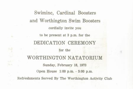 Worthington Natatorium Dedication