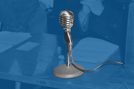 Old fashioned microphone on a table